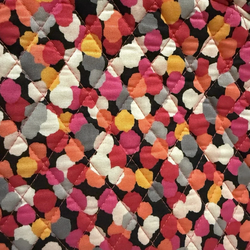 Vera Bradley Large Ruffle Cosmetic MakeUp‎ Bag Pink Orange White Polka-dots